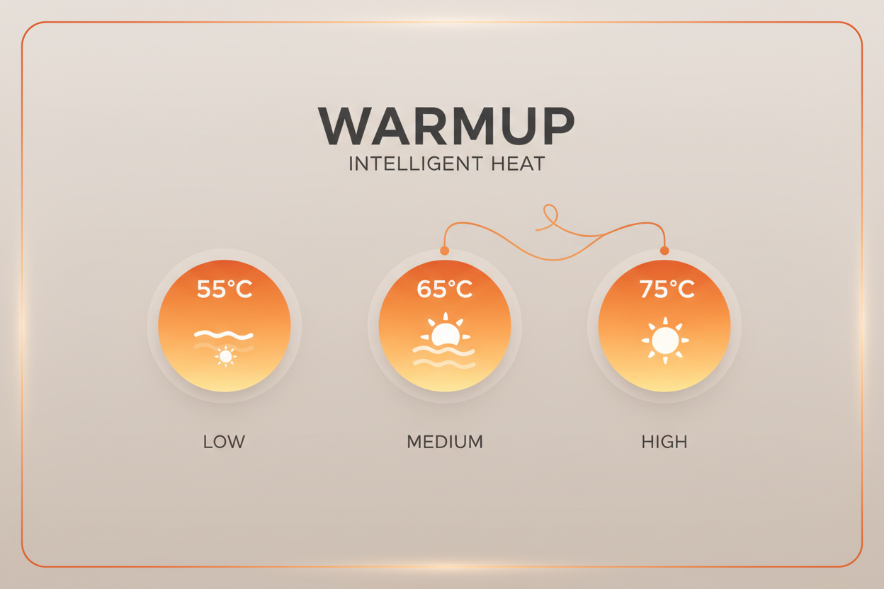 WARMUP temperature settings feature showcase